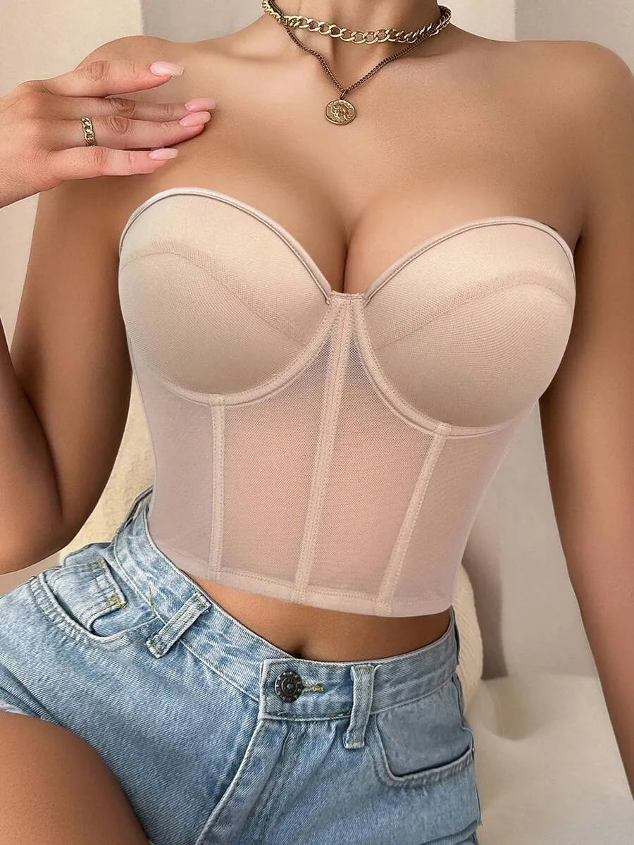 SHEIN حمالة صدر نسائية سلكية مبطنة بحشوة ورفع للصدر بلون بيج