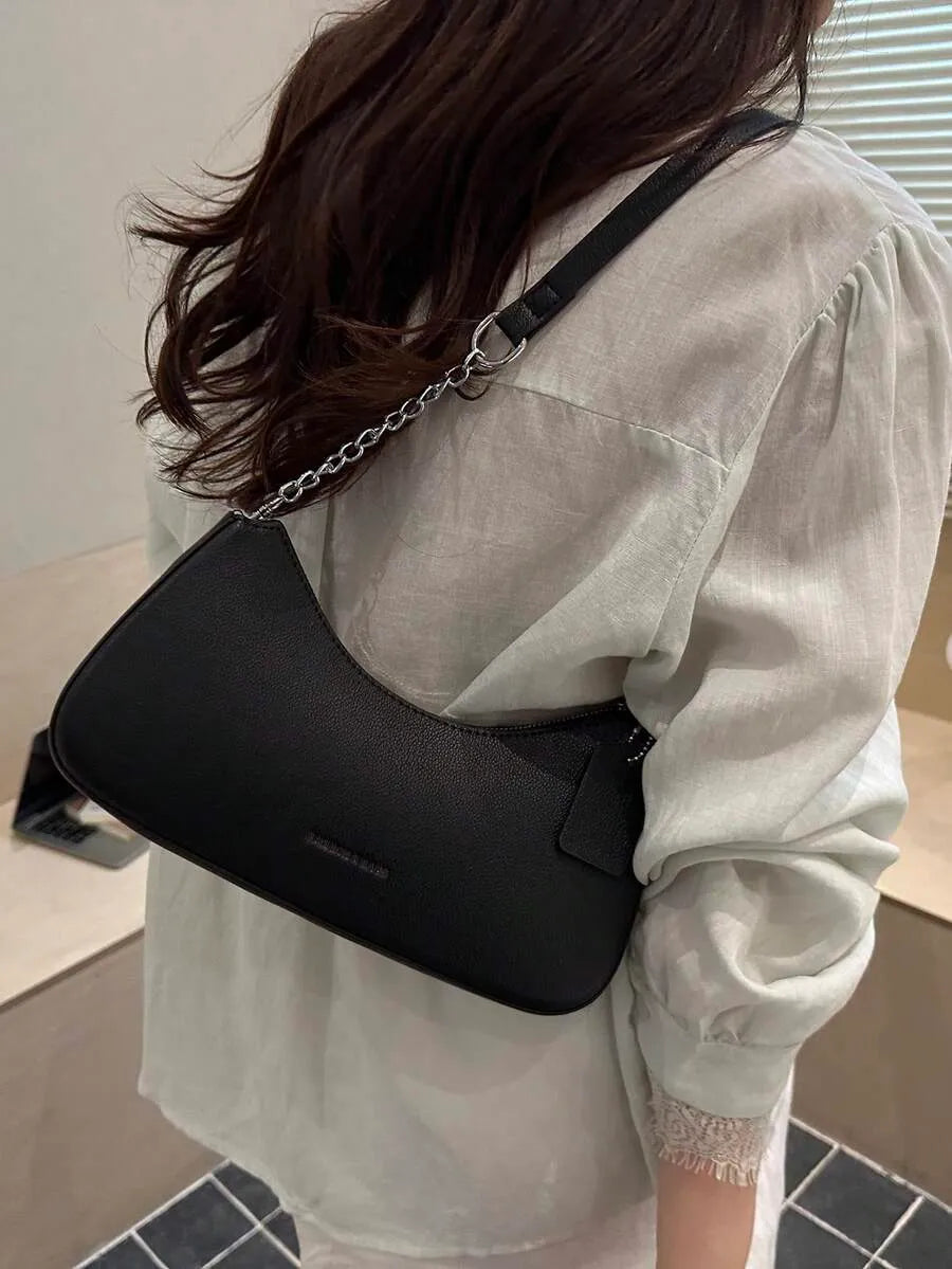 SHEIN حقيبة يد وكتف وكروس بودي نسائية بسيطة بلون موحد مع قلادة وزخرفة حرفية