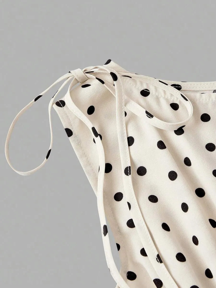 SHEIN MOD طقم نسائي من قطعتين توب كامي وبنطلون طويل بخصر مجعد بلون مشمشي