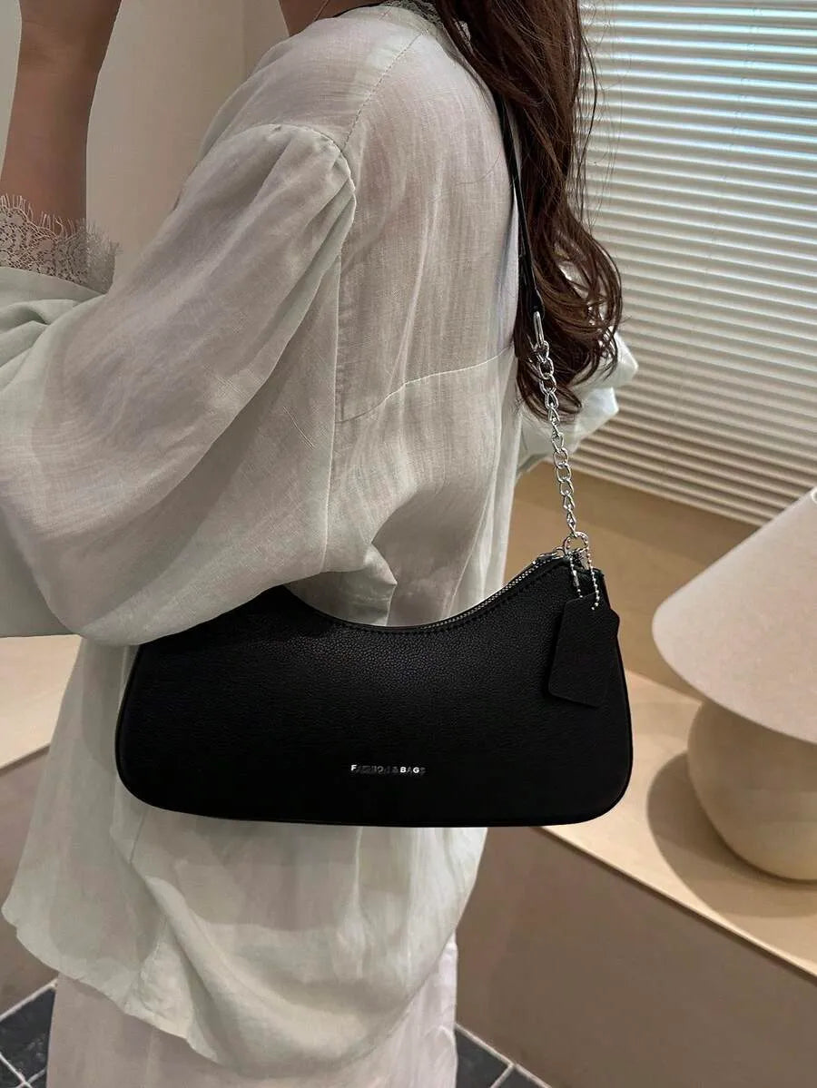 SHEIN حقيبة يد وكتف وكروس بودي نسائية بسيطة بلون موحد مع قلادة وزخرفة حرفية
