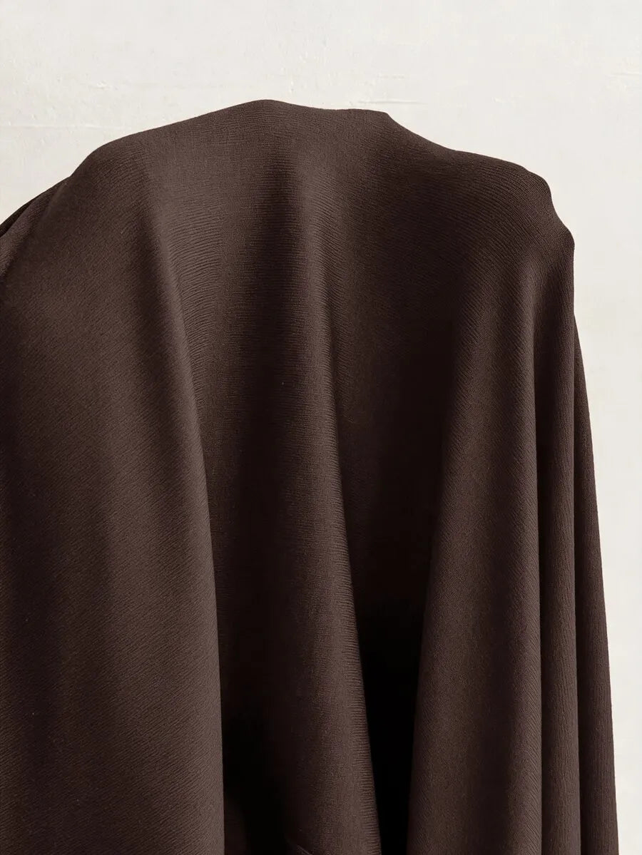 SHEIN Flirla جمبسوت نسائي ضيق بياقة واقفة وسحاب أمامي بلون بني