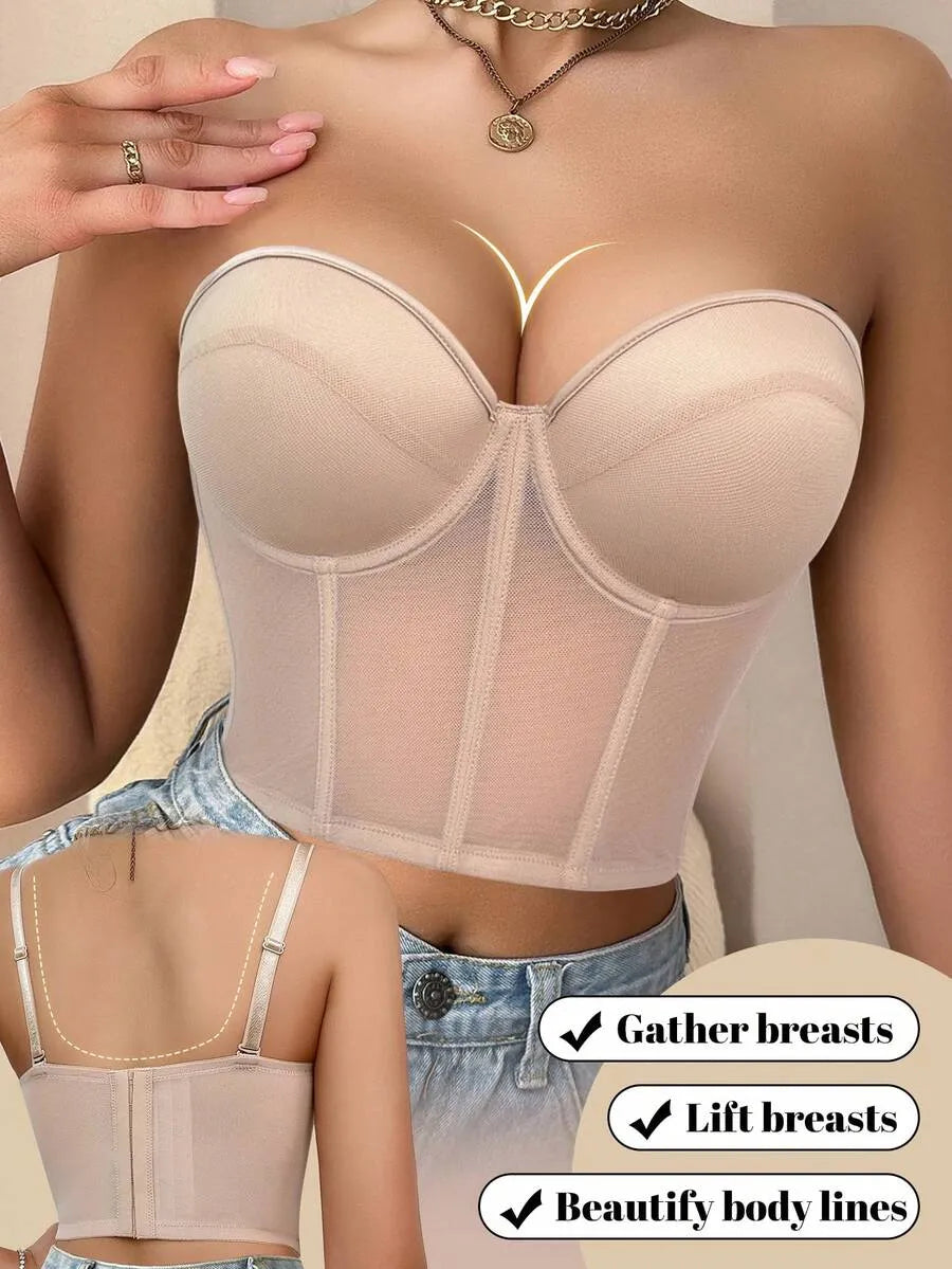 SHEIN حمالة صدر نسائية سلكية مبطنة بحشوة ورفع للصدر بلون بيج