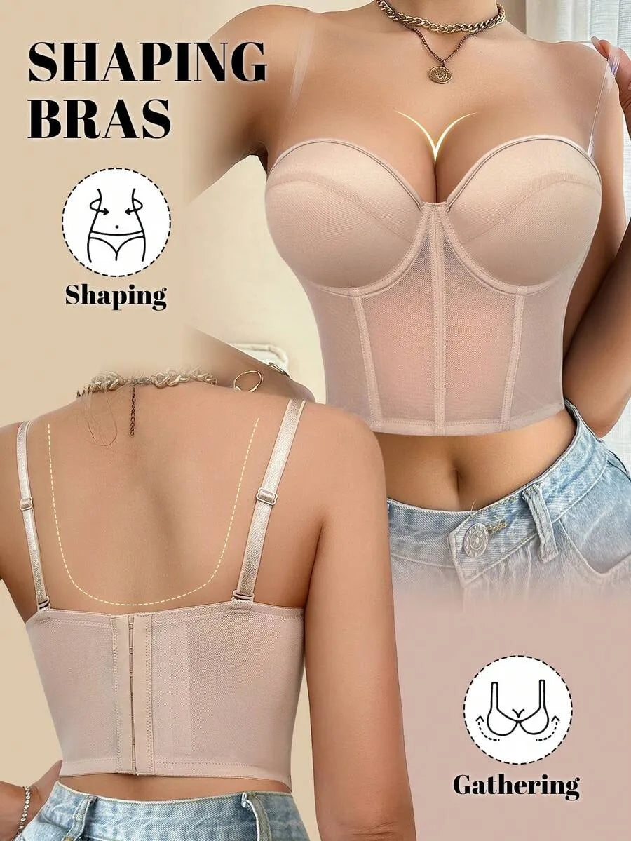 SHEIN حمالة صدر نسائية سلكية مبطنة بحشوة ورفع للصدر بلون بيج