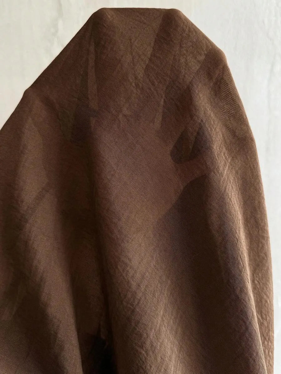 SHEIN Roveilla فستان نسائي بياقة وخصر برباط بلون بني