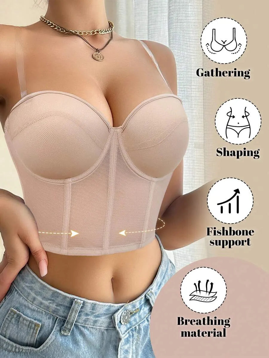 SHEIN حمالة صدر نسائية سلكية مبطنة بحشوة ورفع للصدر بلون بيج
