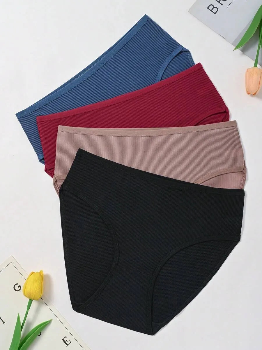 SHEIN سراويل داخلية نسائية من 4 قطع بخصر عالٍ ومتعدد الألوان