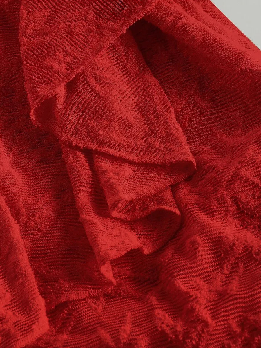 SHEIN MOD فستان نسائي بياقة مربعة وأكمام جرسية وحافة غير متماثلة بلون عنابي