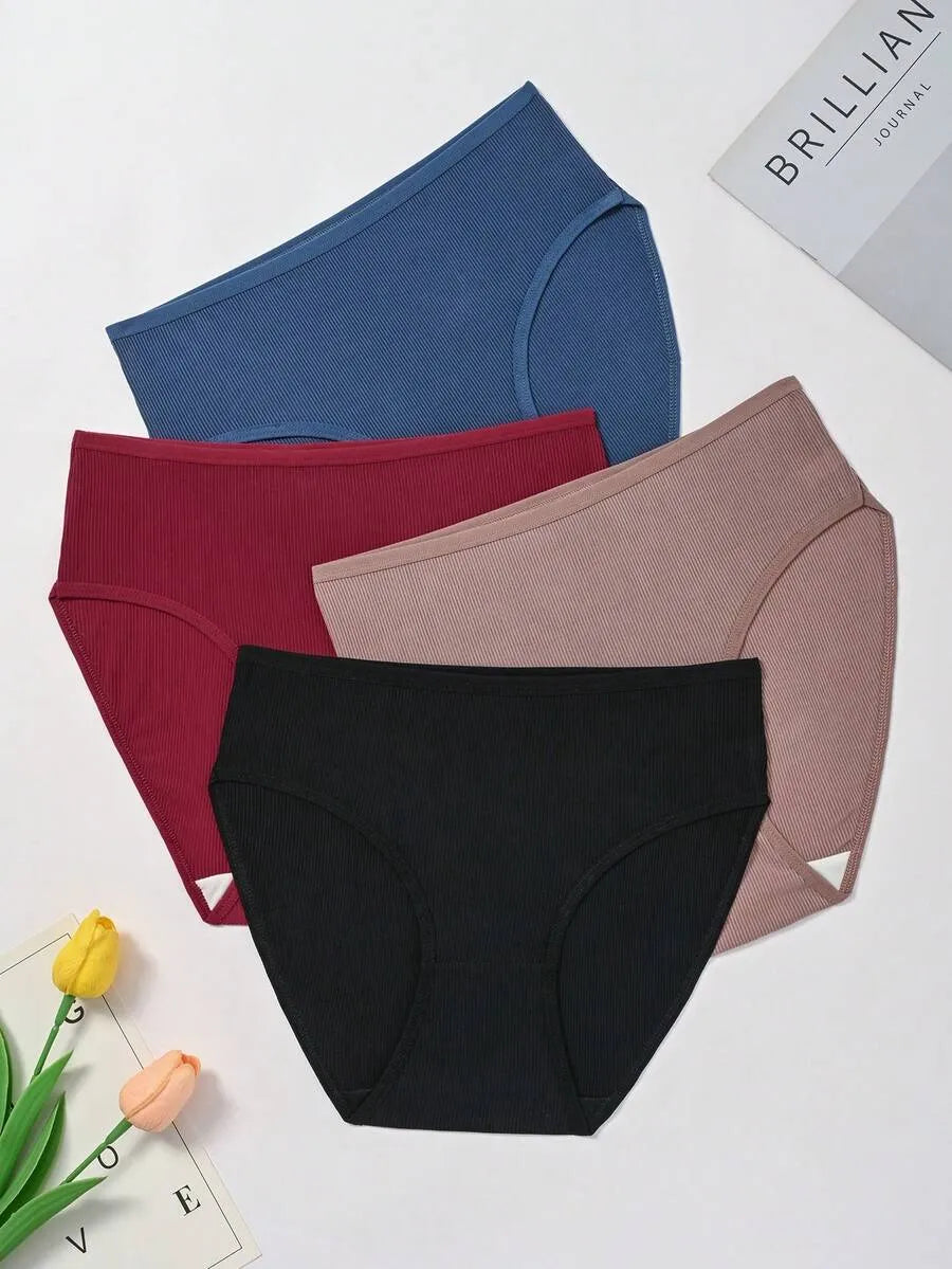 SHEIN سراويل داخلية نسائية من 4 قطع بخصر عالٍ ومتعدد الألوان