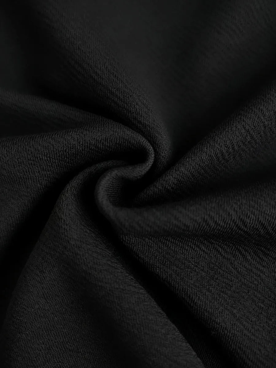 SHEIN جمبسوت نسائي بساق واسعة وخصر عالٍ وسحاب بلون الأسود