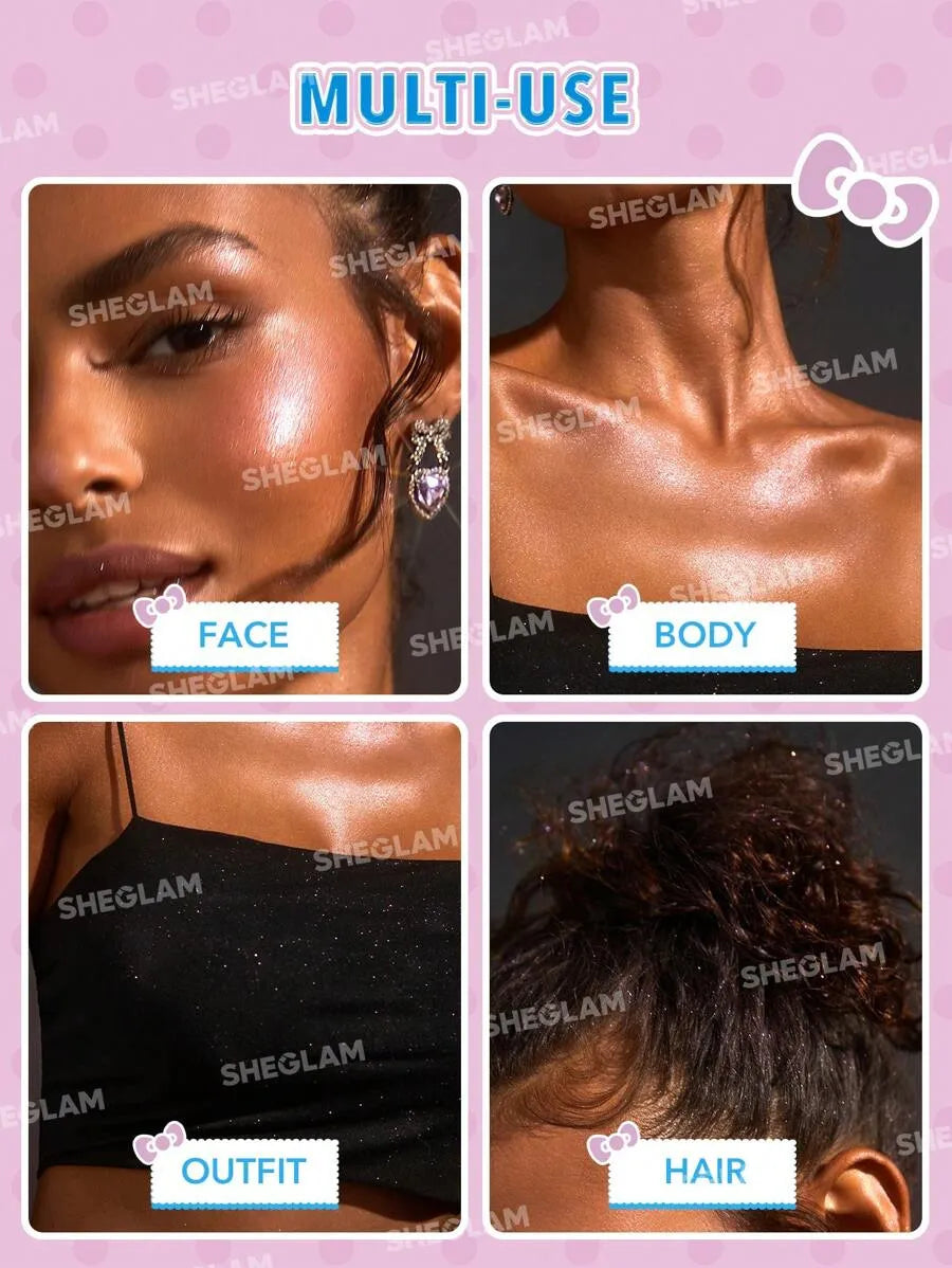 SHEIN Hello Kitty SHEGLAM Bow-Utiful Kitty Glow رذاذ مضيء للجسم بلون بلمعة لامعة