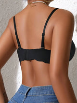 SHEIN حمالة صدر سوداء رافعة بدون خياطة وأسلاك بكوب ناعم مبطن