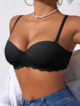 SHEIN حمالة صدر سوداء رافعة بدون خياطة وأسلاك بكوب ناعم مبطن