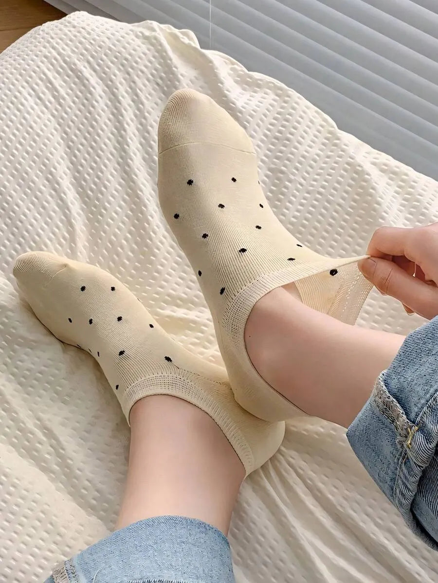 SHEIN جوارب قارب نسائية غير مرئية بنقشة نقاط ومتعدد الألوان