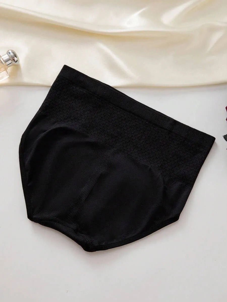 SHEIN Snug Zone سراويل داخلية نسائية من 6 قطع بخصر عالٍ بدون غرز بلون أسود