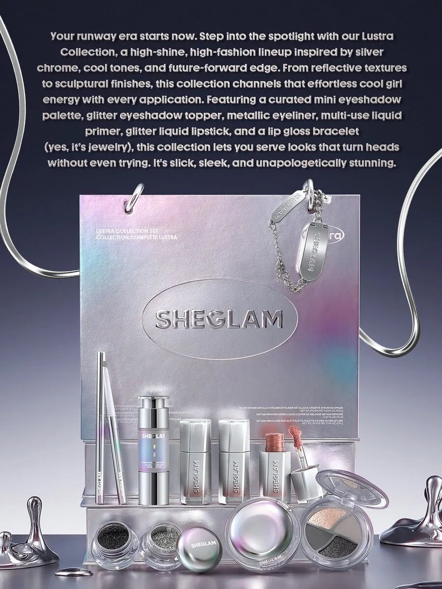 SHEIN SHEGLAM Silver Strobe Metallic Platinum محدد عيون بلون