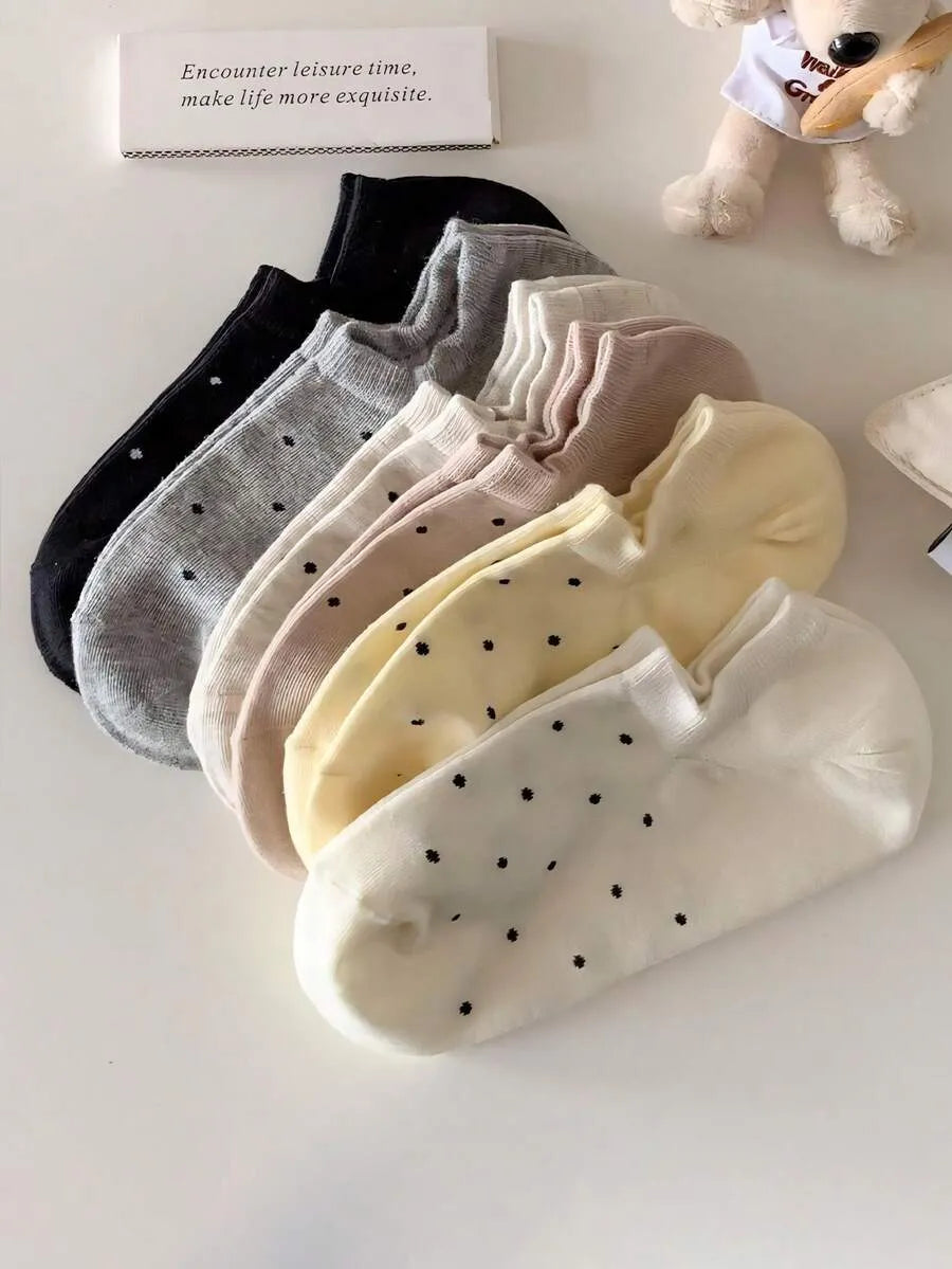 SHEIN جوارب قارب نسائية غير مرئية بنقشة نقاط ومتعدد الألوان
