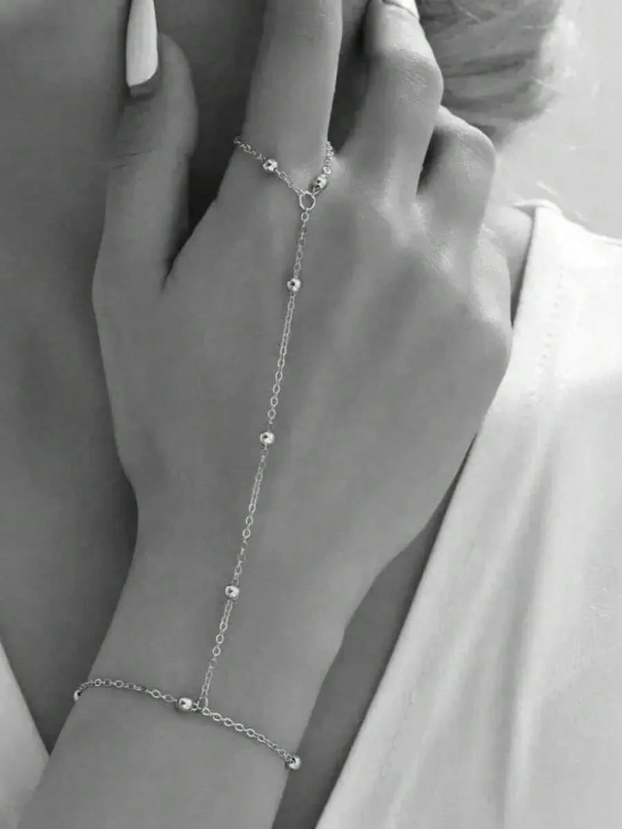 SHEIN سوار خاتم نسائي دائري من الخرز بلون ذهبي