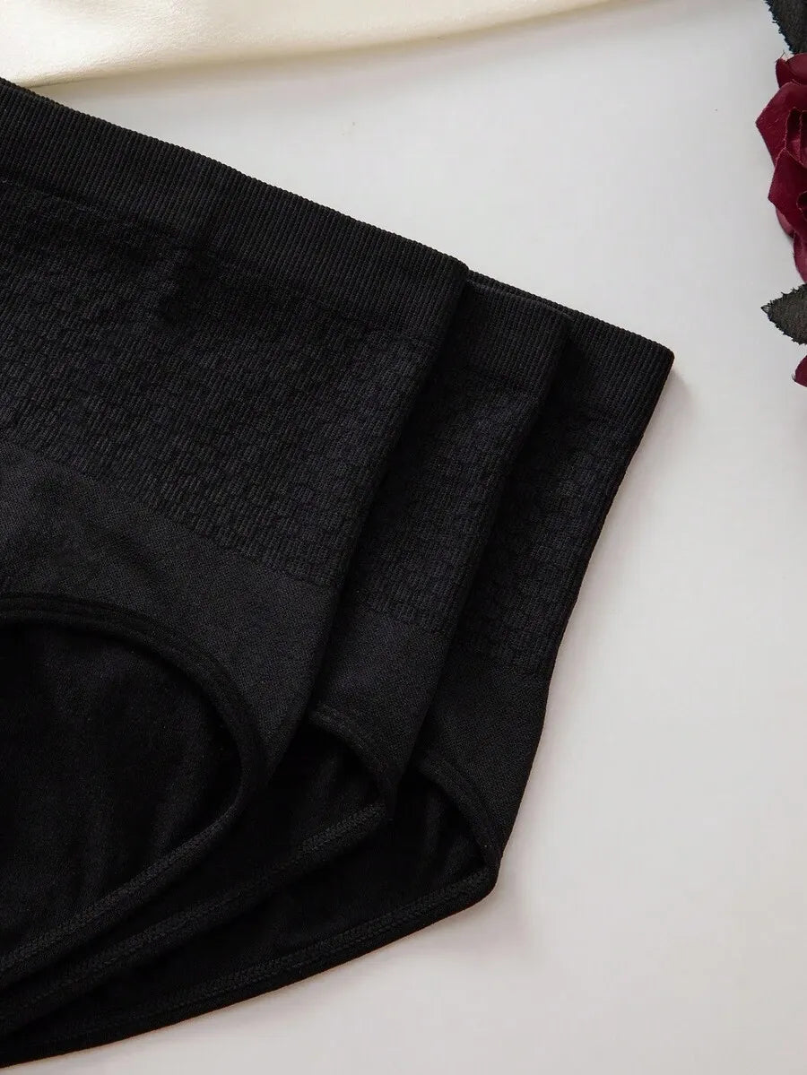 SHEIN Snug Zone سراويل داخلية نسائية من 6 قطع بخصر عالٍ بدون غرز بلون أسود