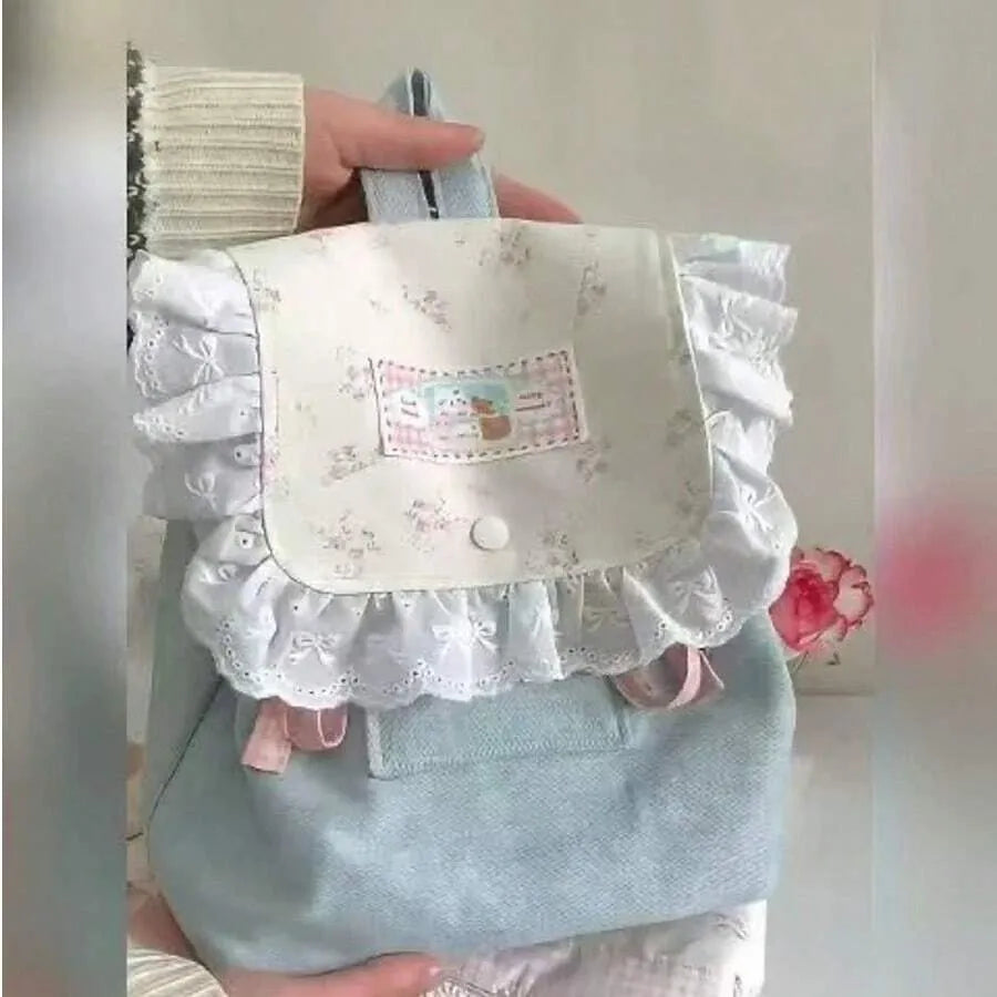SHEIN حقيبة ظهر قماشية مزهرة لطالبات الجامعة