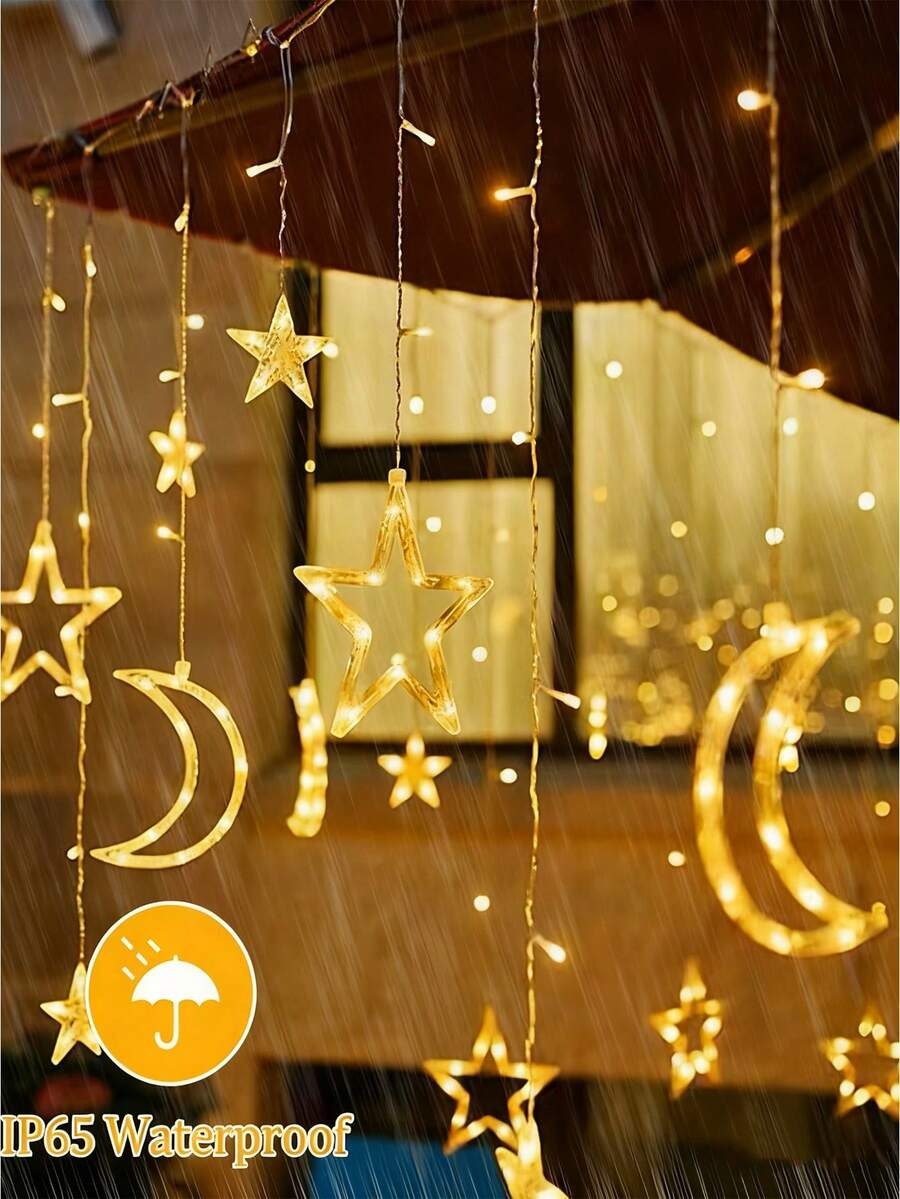 SHEIN LED أضواء ستارة بشكل نجوم وقمر