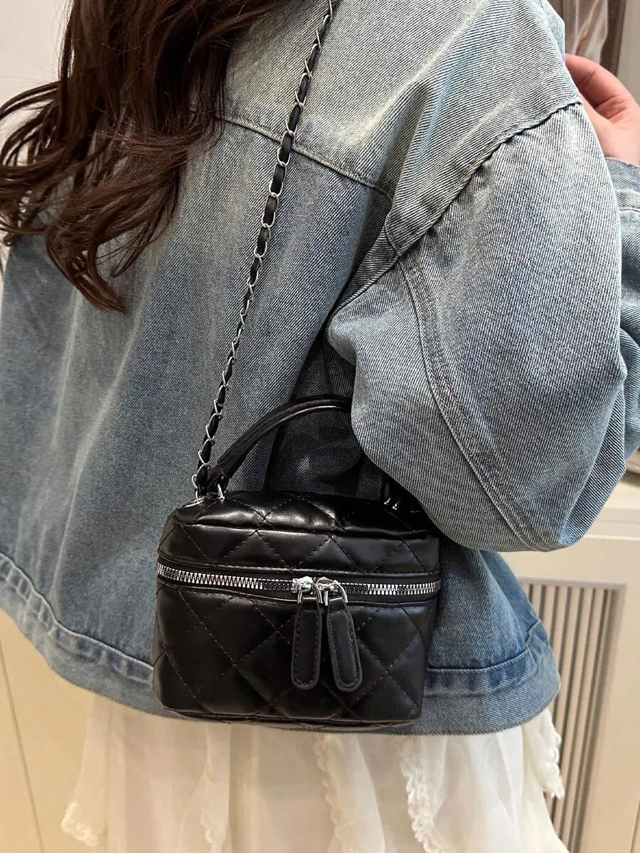 SHEIN حقيبة كلاتش نسائية صغيرة مبطنة بسحاب وحزام كتف