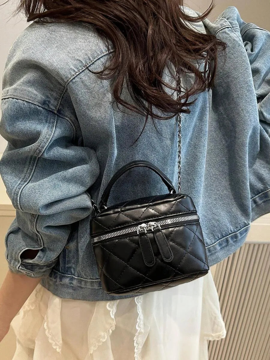 SHEIN حقيبة كلاتش نسائية صغيرة مبطنة بسحاب وحزام كتف