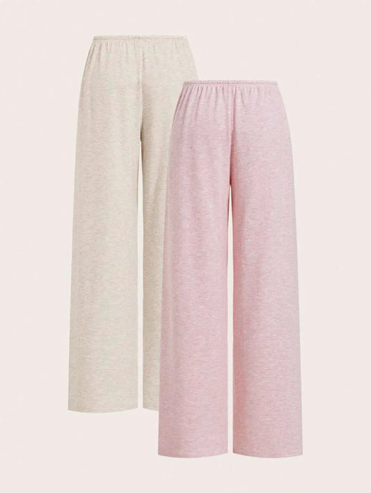 SHEIN EZwear بنطلون بلون مشمشي طويل واسع الساق بخصر طبيعي من الصوف
