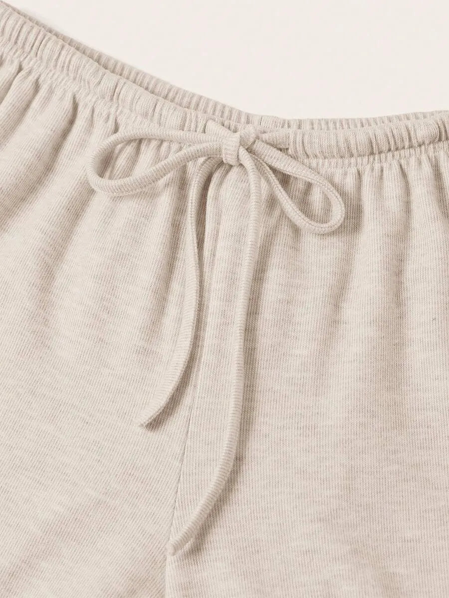SHEIN EZwear بنطلون بلون مشمشي طويل واسع الساق بخصر طبيعي من الصوف