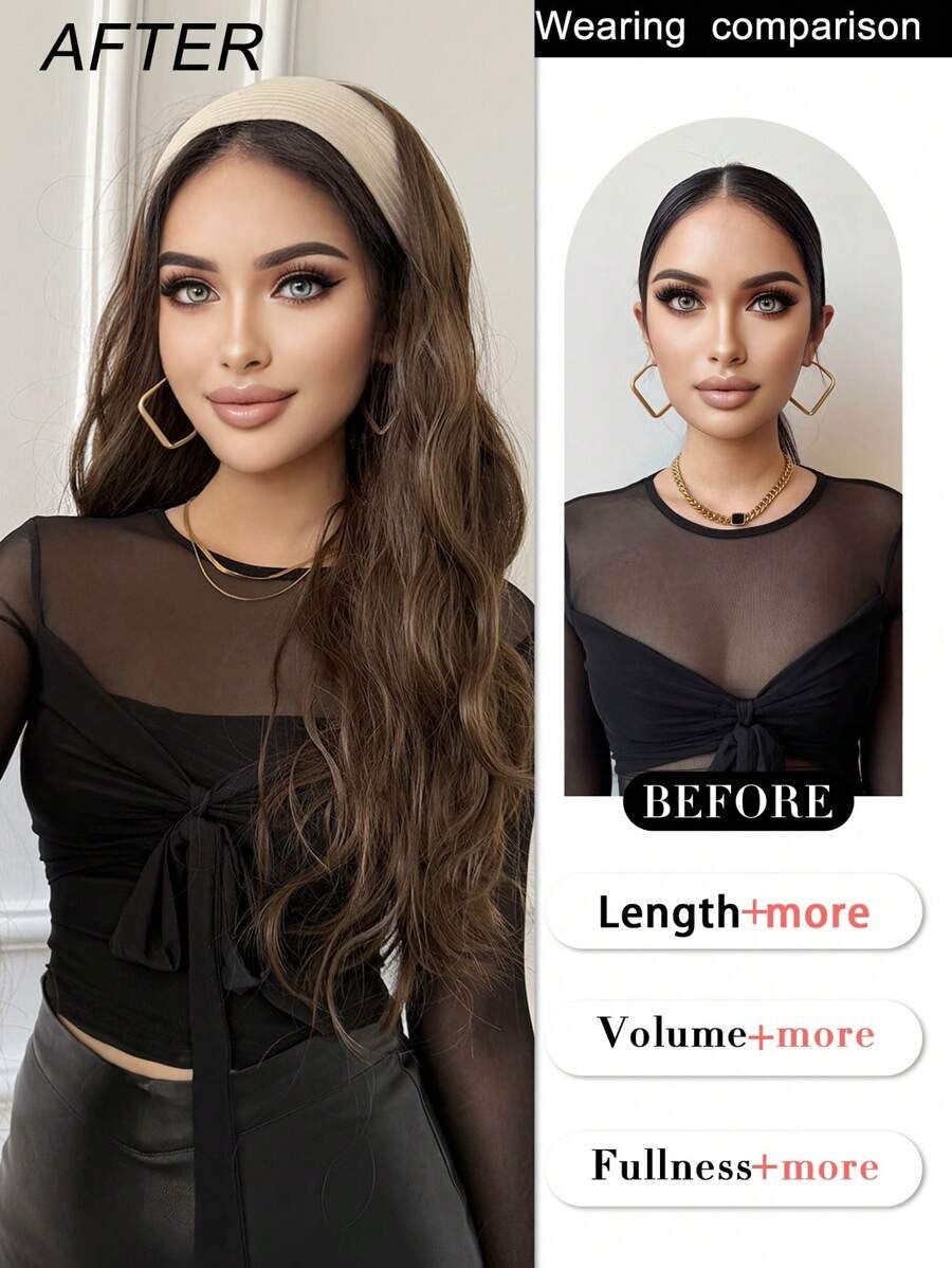 SHEIN باروكة شعر طويلة بعصابة رأس بتموج ناعم