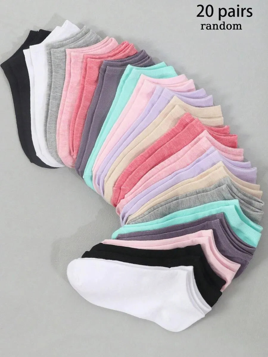 SHEIN جوارب قصيرة نسائية بألوان داكنة متنوعة ومتعدد الألوان