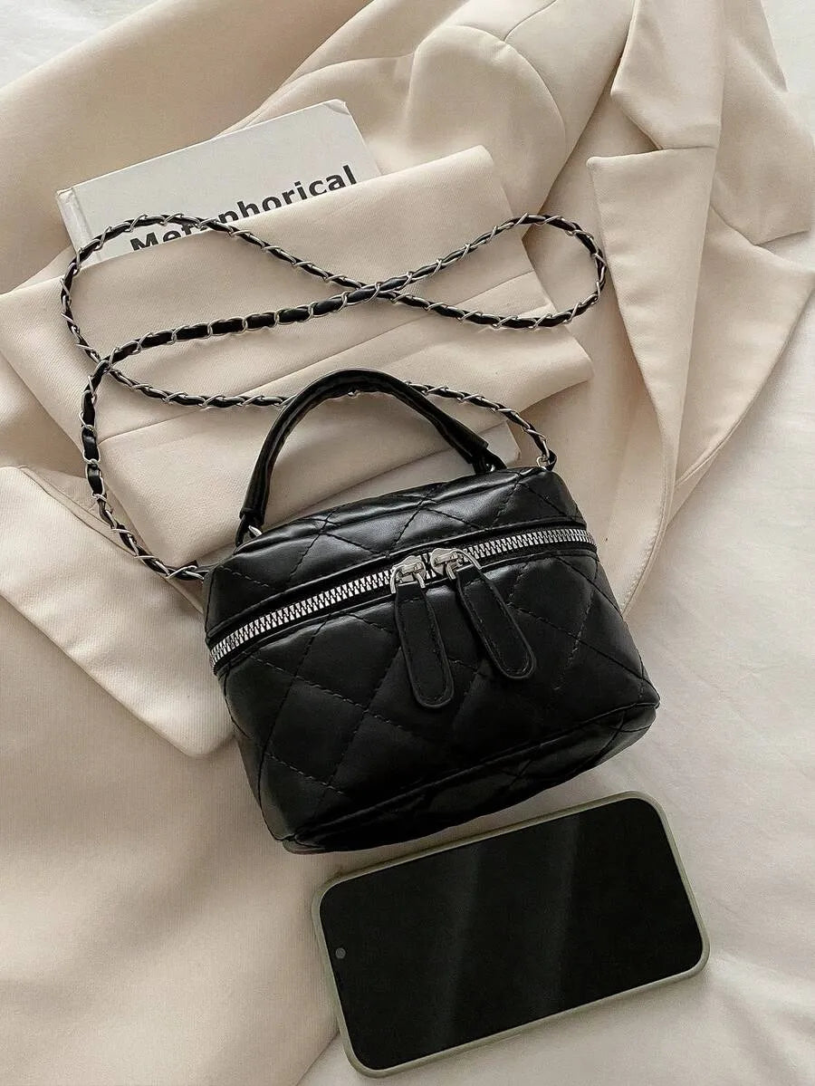 SHEIN حقيبة كلاتش نسائية صغيرة مبطنة بسحاب وحزام كتف