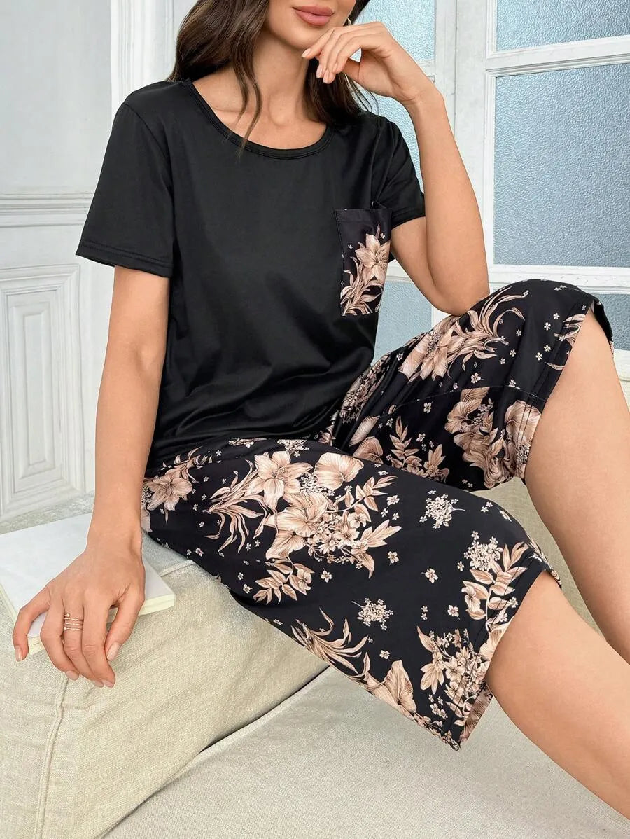 SHEIN طقم بيجاما بطبعة أزهار متعدد الألوان
