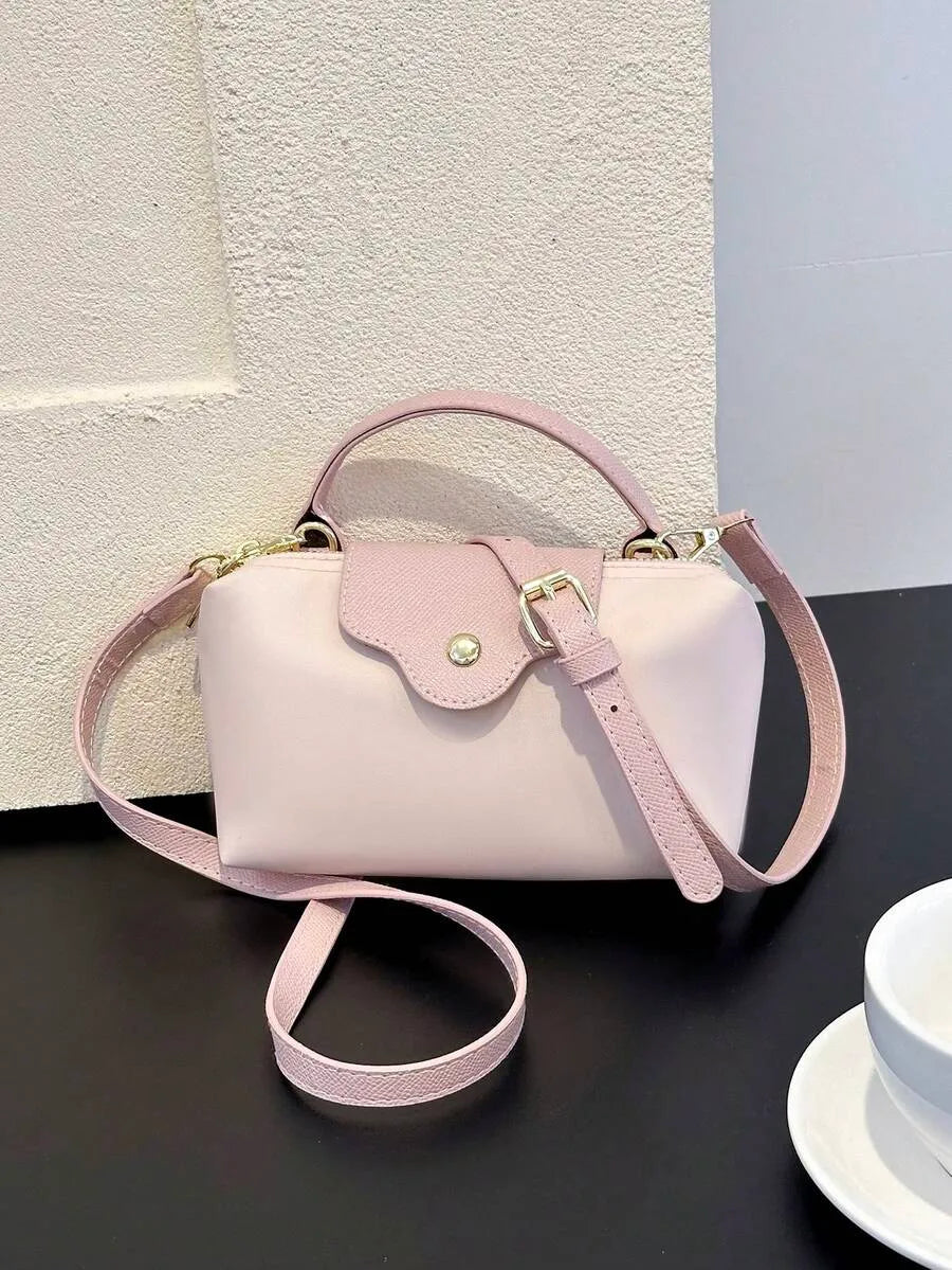 SHEIN حقيبة كتف ويد أنيقة وردي فاتح من النايلون والجلد خفيفة الوزن