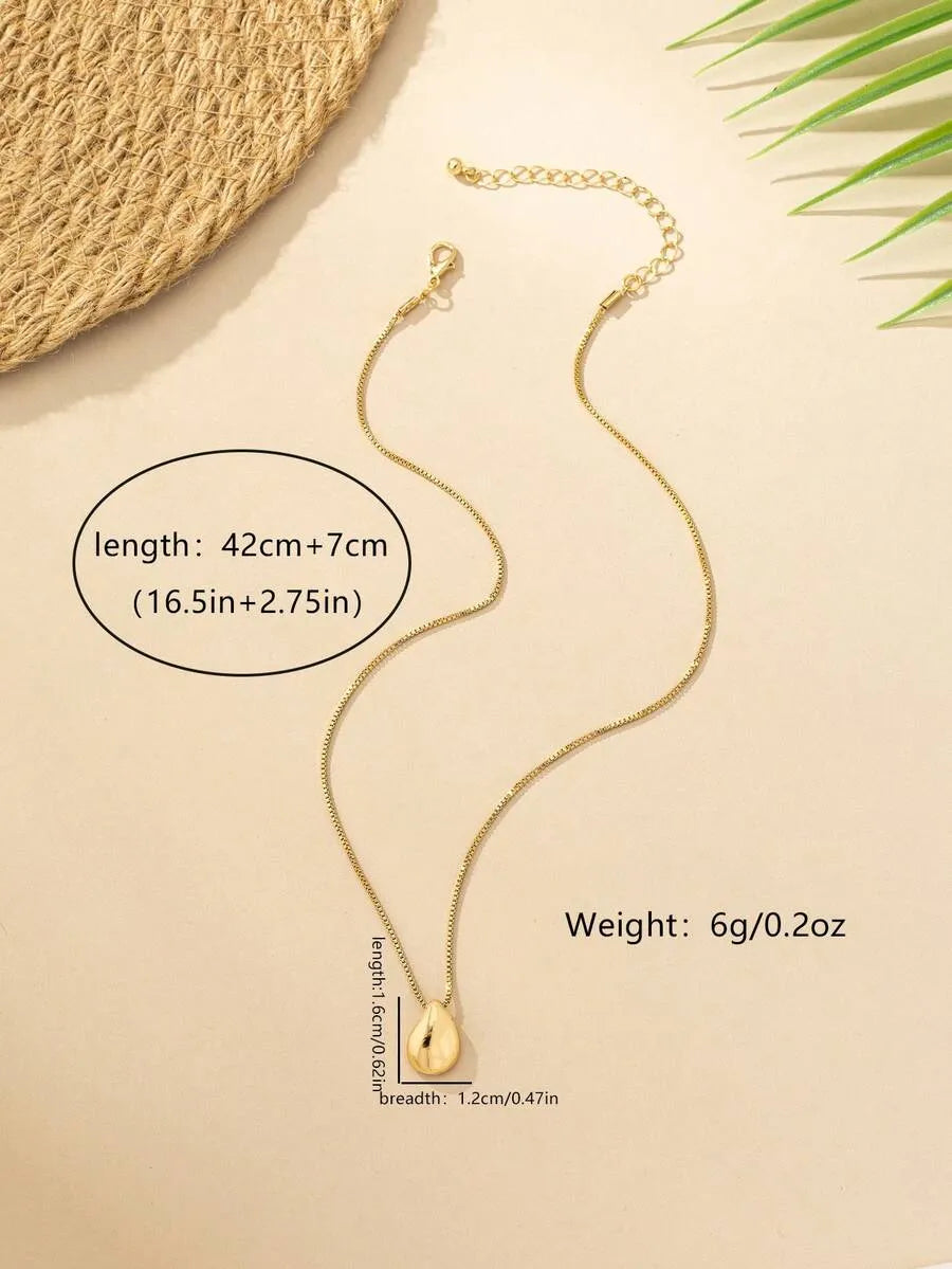 SHEIN طقم مجوهرات نسائي 3 قطع قلادة وأقراط بتصميم قطرة ماء بلون ذهبي