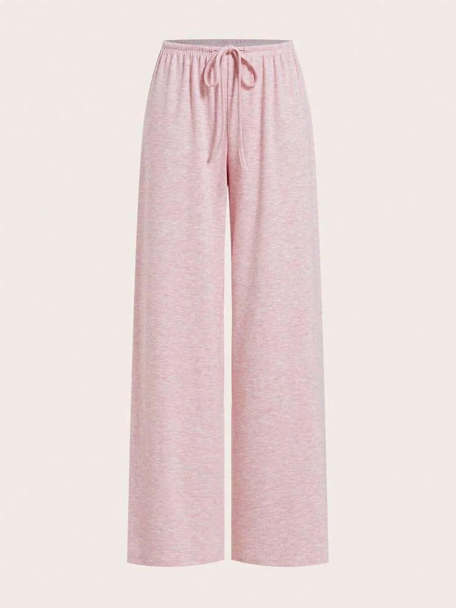 SHEIN EZwear بنطلون بلون مشمشي طويل واسع الساق بخصر طبيعي من الصوف