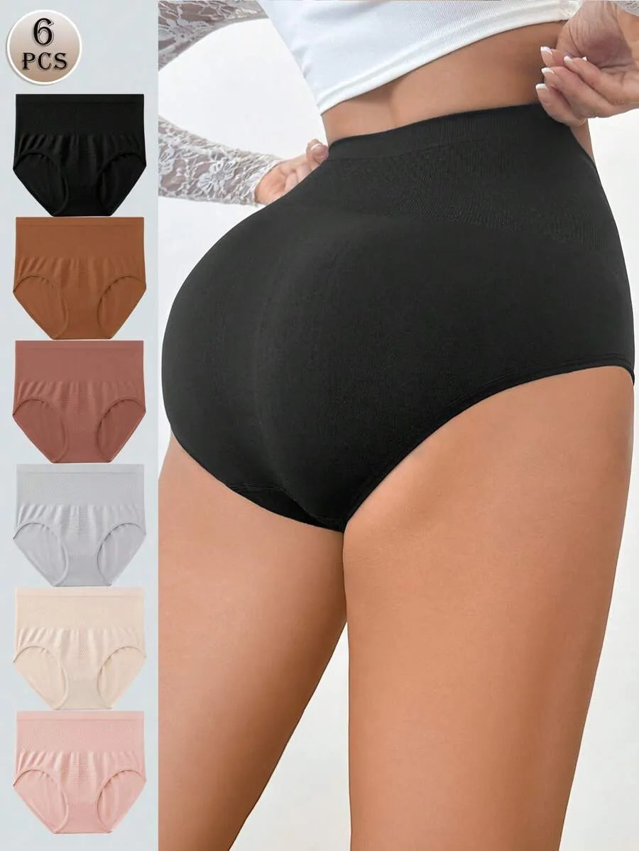 SHEIN Snug Zone طقم 6 قطع سراويل داخلية نسائية متعدد الألوان بخصر مرتفع