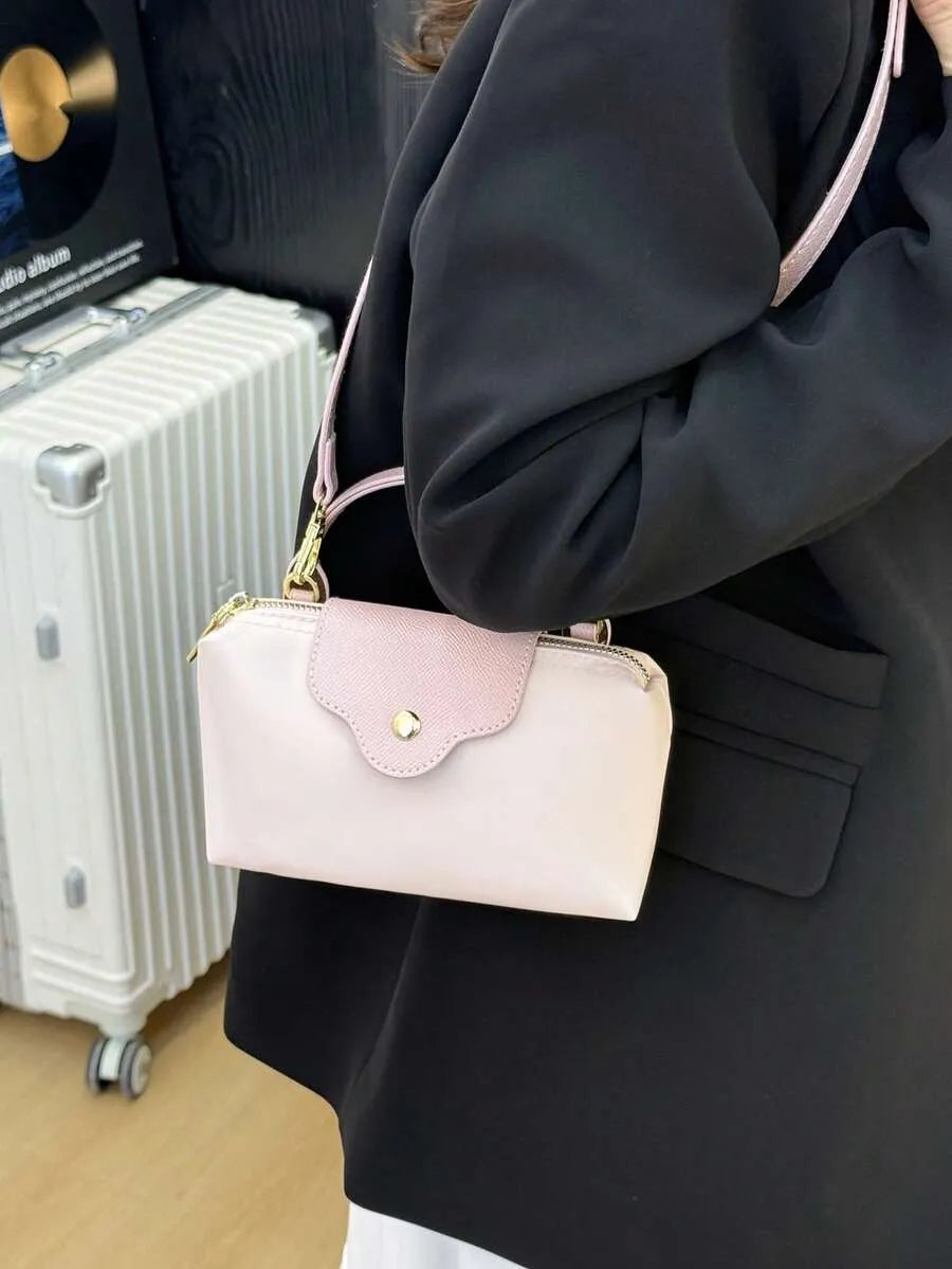 SHEIN حقيبة كتف ويد أنيقة وردي فاتح من النايلون والجلد خفيفة الوزن