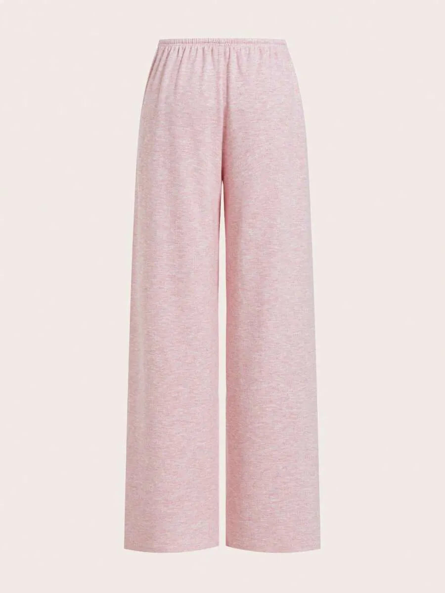 SHEIN EZwear بنطلون بلون مشمشي طويل واسع الساق بخصر طبيعي من الصوف