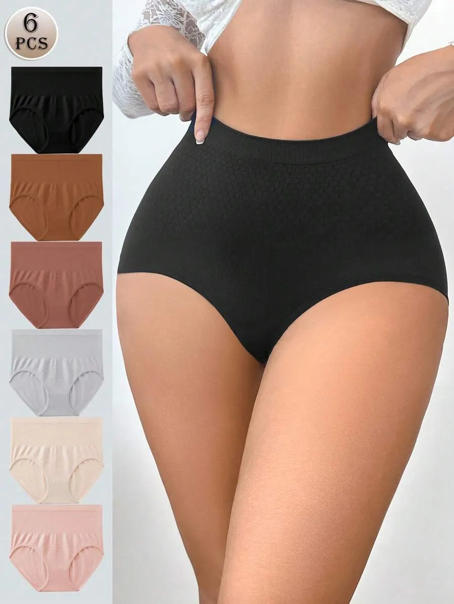 SHEIN Snug Zone طقم 6 قطع سراويل داخلية نسائية متعدد الألوان بخصر مرتفع