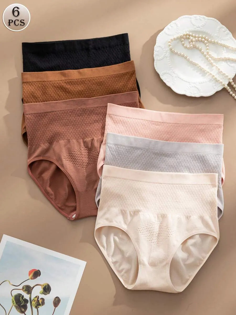 SHEIN Snug Zone طقم 6 قطع سراويل داخلية نسائية متعدد الألوان بخصر مرتفع