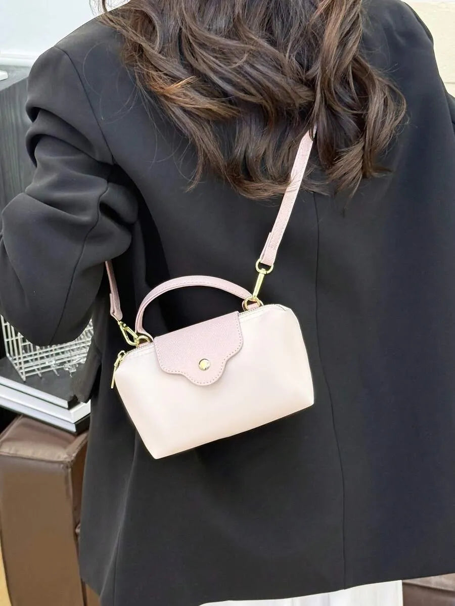SHEIN حقيبة كتف ويد أنيقة وردي فاتح من النايلون والجلد خفيفة الوزن
