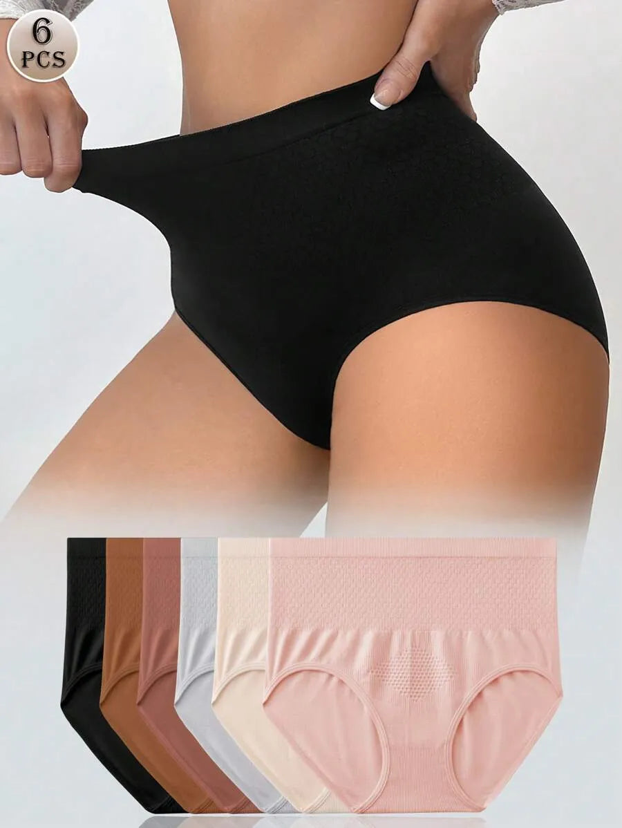 SHEIN Snug Zone طقم 6 قطع سراويل داخلية نسائية متعدد الألوان بخصر مرتفع