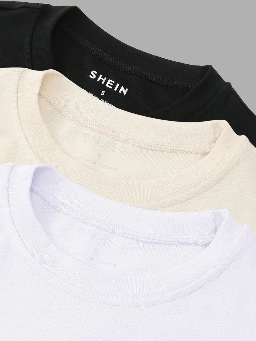 SHEIN INAWLY طقم 3 قطع تي شيرت نسائي ضيق بأكمام طويلة متعدد الألوان