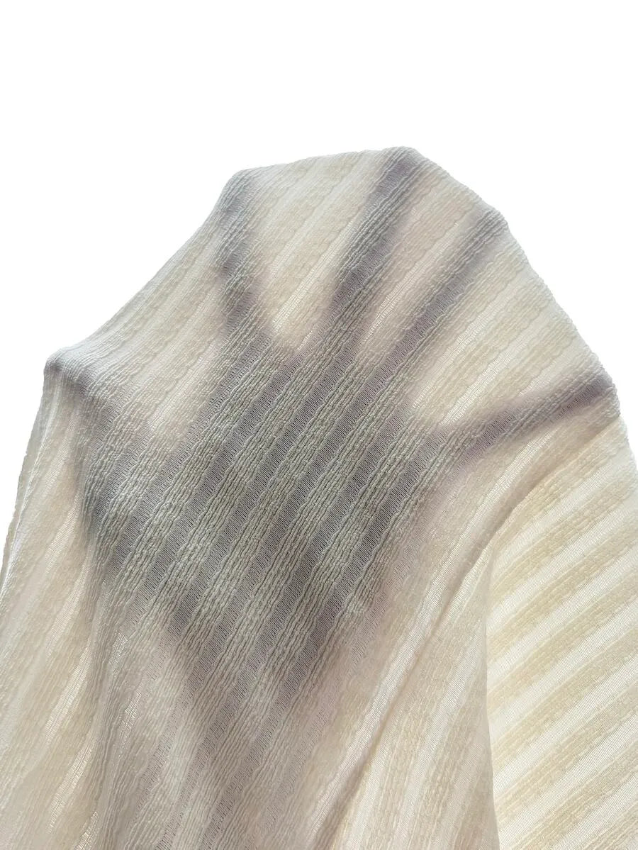 SHEIN MOD قميص نسائي بياقة وأكمام جرسية مجمعة وزخرفة نباتية بلون مشمشي