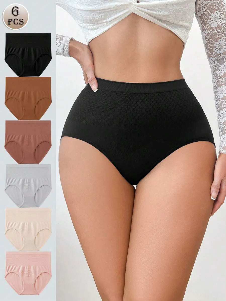 SHEIN Snug Zone طقم 6 قطع سراويل داخلية نسائية متعدد الألوان بخصر مرتفع