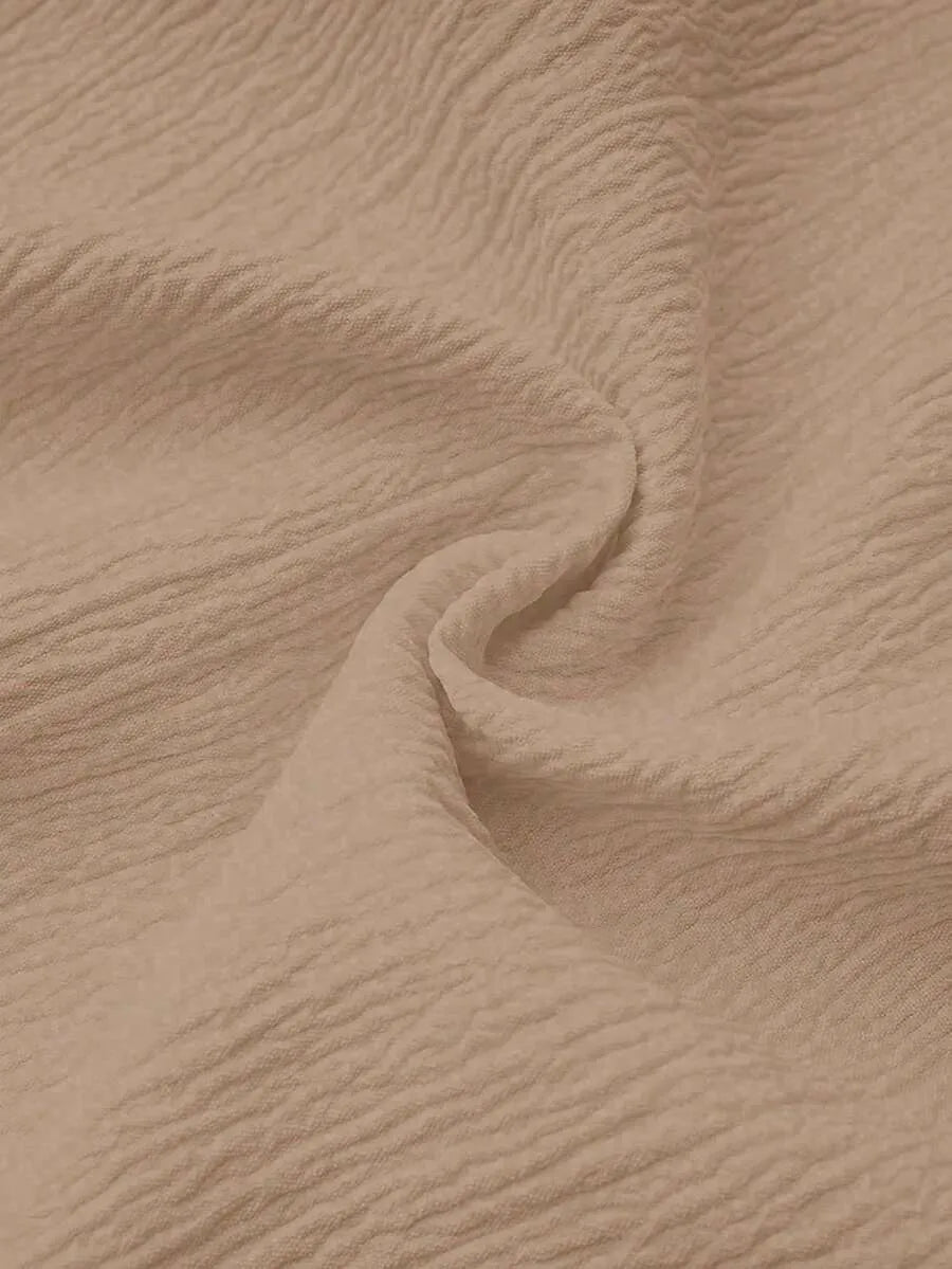SHEIN INAWLY قميص نسائي بأزرار وياقة مزخرفة وجيب بلون كاكي