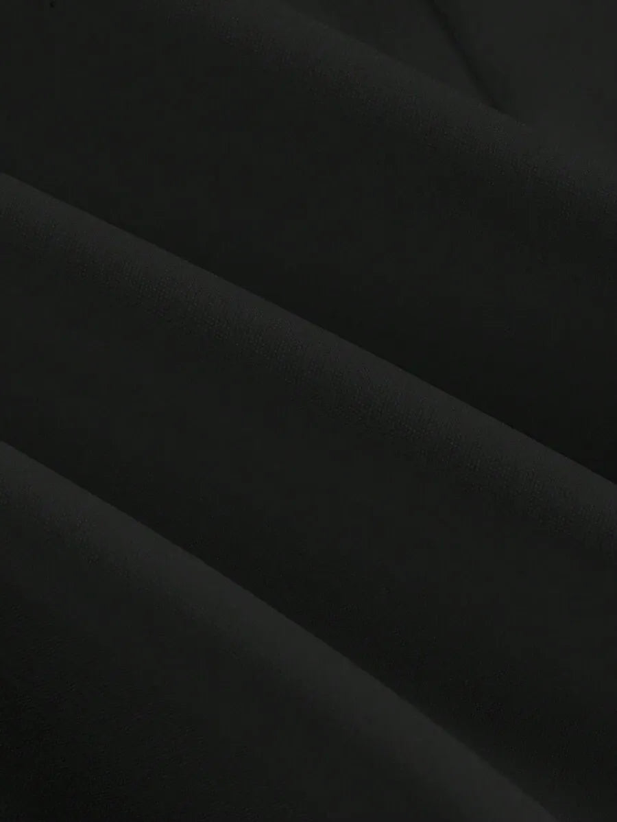 SHEIN MOD قميص نسائي ضيق بياقة وأكمام بات وينج بلون أسود
