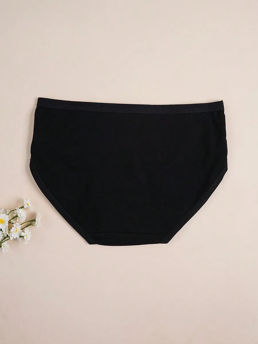 SHEIN سراويل داخلية نسائية من 7 قطع بخصر متوسط مزينة بفيونكة بلون أسود