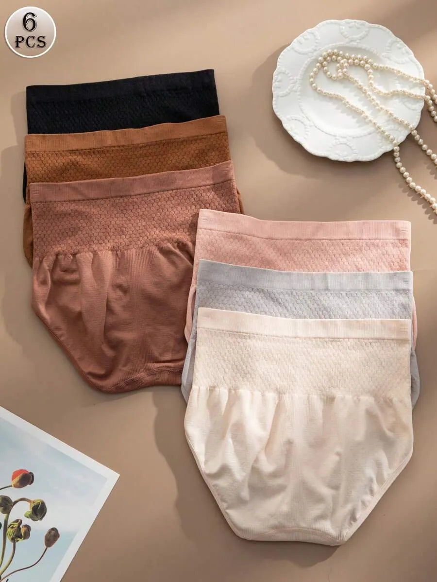 SHEIN Snug Zone طقم 6 قطع سراويل داخلية نسائية متعدد الألوان بخصر مرتفع