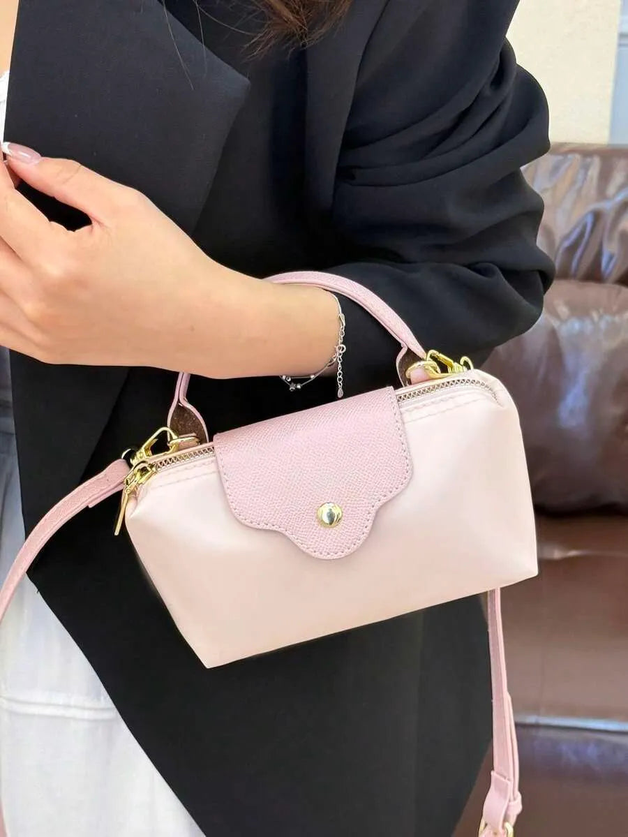 SHEIN حقيبة كتف ويد أنيقة وردي فاتح من النايلون والجلد خفيفة الوزن